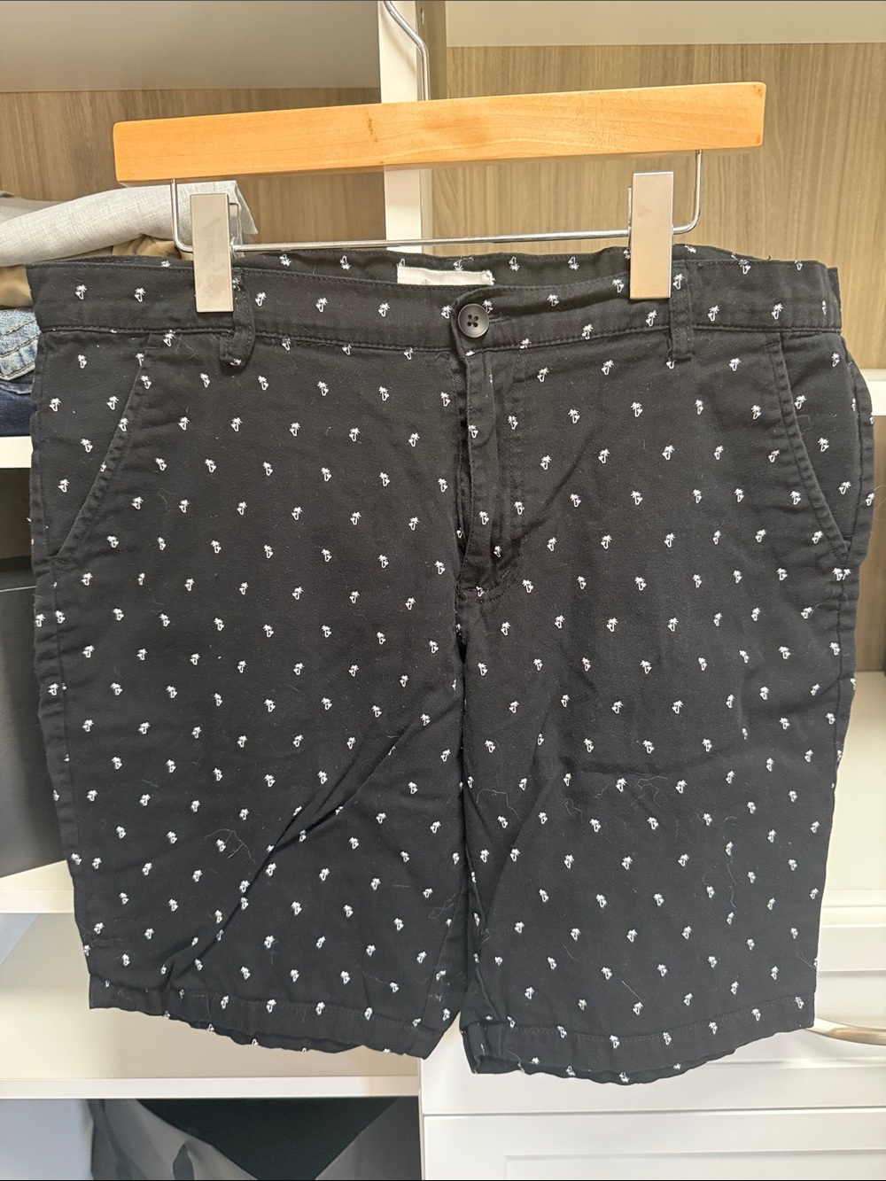 Black Printed Cotton Shorts